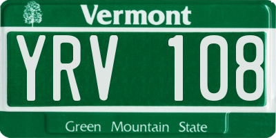 VT license plate YRV108