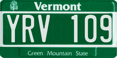VT license plate YRV109