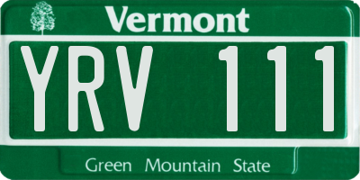 VT license plate YRV111
