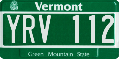 VT license plate YRV112