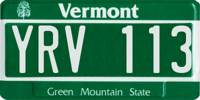 VT license plate YRV113
