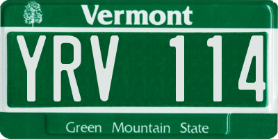 VT license plate YRV114