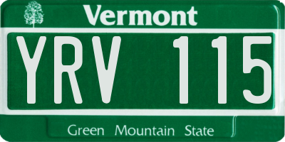 VT license plate YRV115