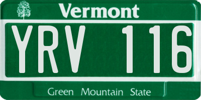 VT license plate YRV116
