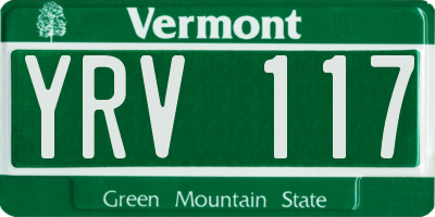 VT license plate YRV117