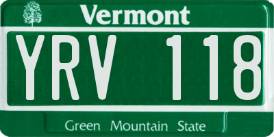VT license plate YRV118