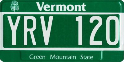 VT license plate YRV120