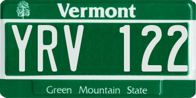 VT license plate YRV122