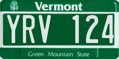 VT license plate YRV124