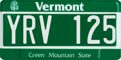 VT license plate YRV125
