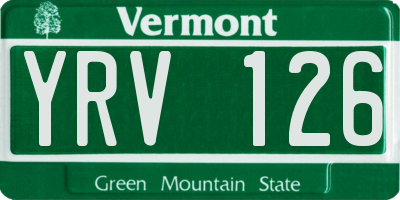 VT license plate YRV126