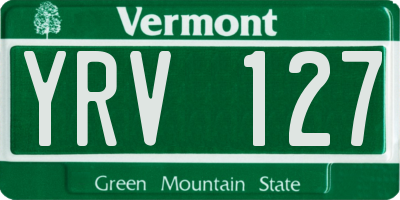 VT license plate YRV127