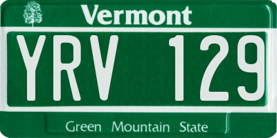 VT license plate YRV129