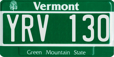 VT license plate YRV130