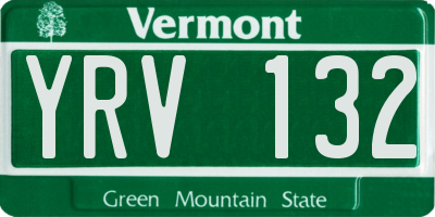 VT license plate YRV132