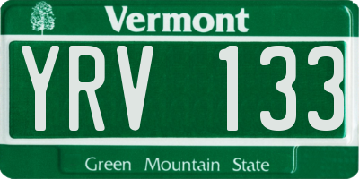 VT license plate YRV133