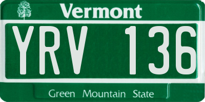 VT license plate YRV136