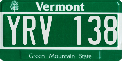 VT license plate YRV138