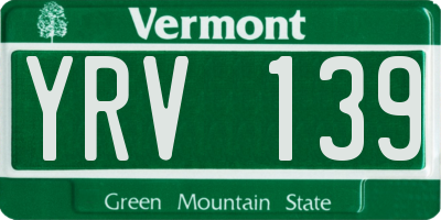VT license plate YRV139