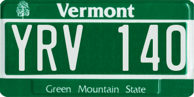 VT license plate YRV140