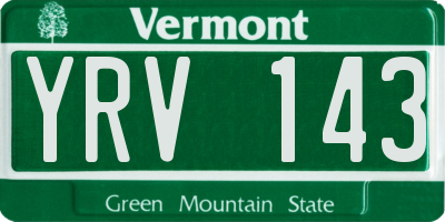 VT license plate YRV143