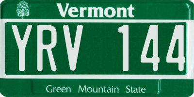 VT license plate YRV144