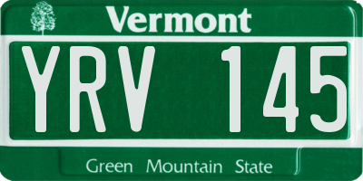 VT license plate YRV145