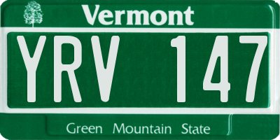 VT license plate YRV147