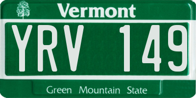 VT license plate YRV149