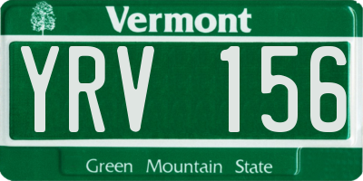 VT license plate YRV156