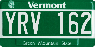 VT license plate YRV162