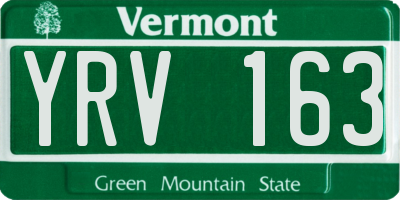VT license plate YRV163