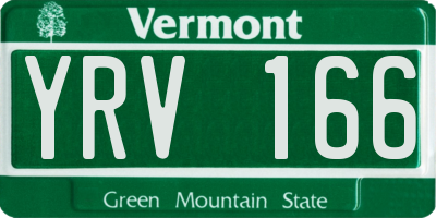 VT license plate YRV166