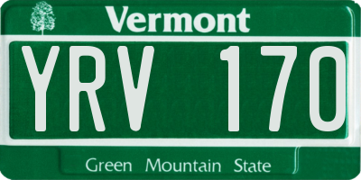 VT license plate YRV170