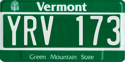 VT license plate YRV173