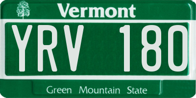 VT license plate YRV180