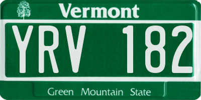 VT license plate YRV182