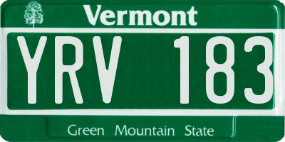 VT license plate YRV183