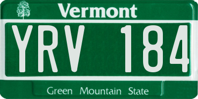 VT license plate YRV184