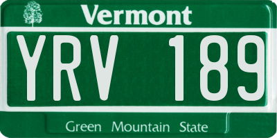VT license plate YRV189