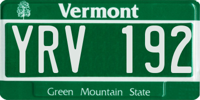 VT license plate YRV192
