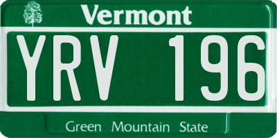 VT license plate YRV196