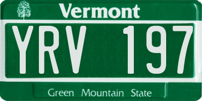 VT license plate YRV197