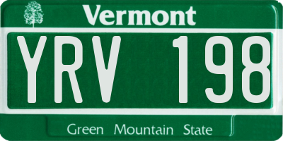 VT license plate YRV198