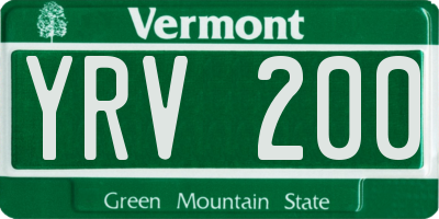 VT license plate YRV200