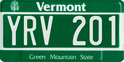 VT license plate YRV201