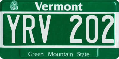 VT license plate YRV202