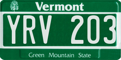 VT license plate YRV203