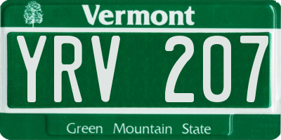 VT license plate YRV207