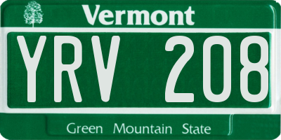 VT license plate YRV208